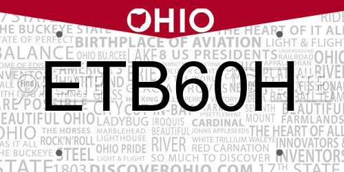ETB60H Ohio License Plate