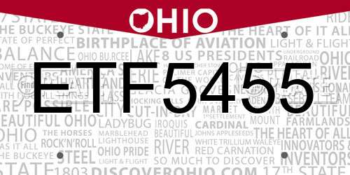 ETF5455 Ohio License Plate