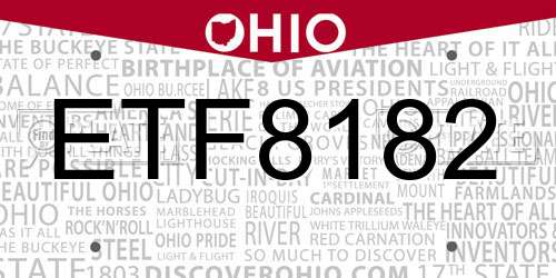 ETF8182 Ohio License Plate