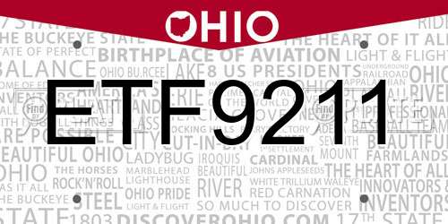 ETF9211 Ohio License Plate