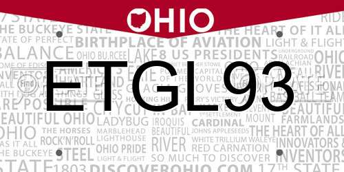 ETGL93 Ohio License Plate