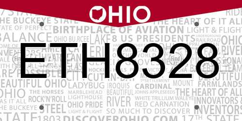 ETH8328 Ohio License Plate