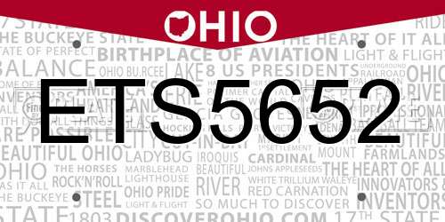 ETS5652 Ohio License Plate
