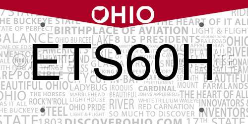 ETS60H Ohio License Plate