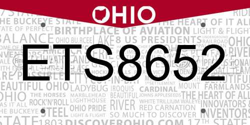 ETS8652 Ohio License Plate