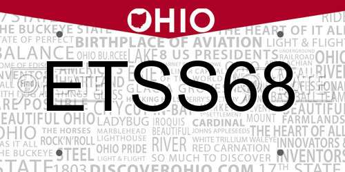 ETSS68 Ohio License Plate