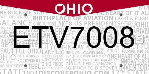 ETV7008 Ohio License Plate