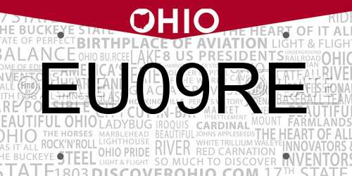 EU09RE Ohio License Plate