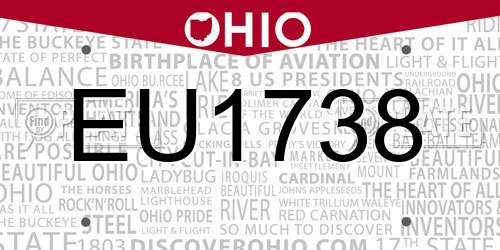 EU1738 Ohio License Plate