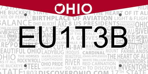 EU1T3B Ohio License Plate