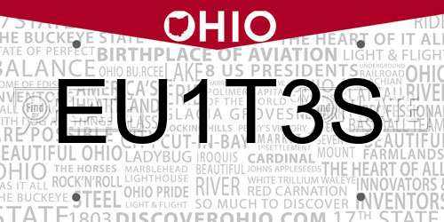 EU1T3S Ohio License Plate