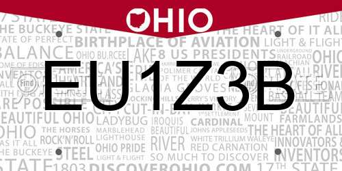 EU1Z3B Ohio License Plate