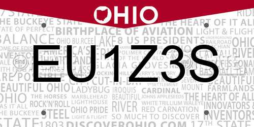 EU1Z3S Ohio License Plate