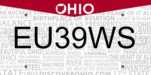 EU39WS Ohio License Plate