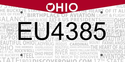 EU4385 Ohio License Plate