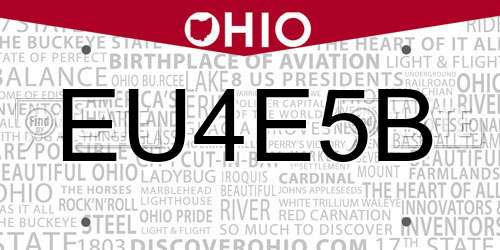 EU4E5B Ohio License Plate