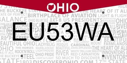 EU53WA Ohio License Plate