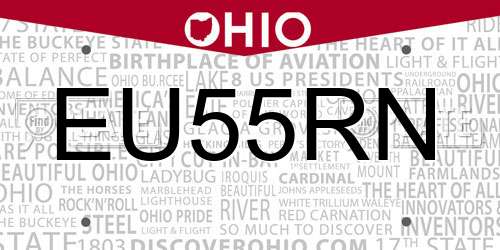 EU55RN Ohio License Plate
