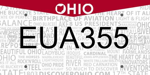 EUA355 Ohio License Plate