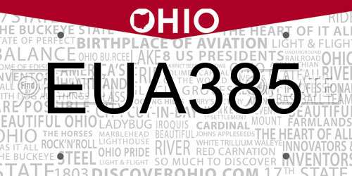 EUA385 Ohio License Plate