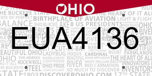 EUA4136 Ohio License Plate