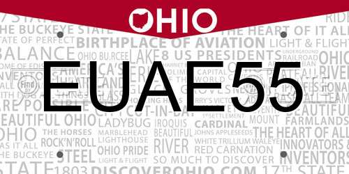 EUAE55 Ohio License Plate