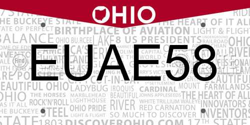 EUAE58 Ohio License Plate