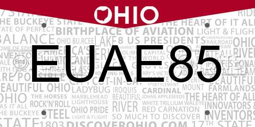 EUAE85 Ohio License Plate