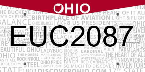 EUC2087 Ohio License Plate