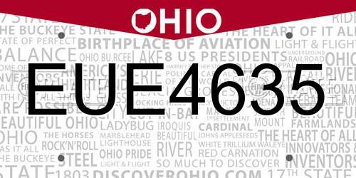 EUE4635 Ohio License Plate