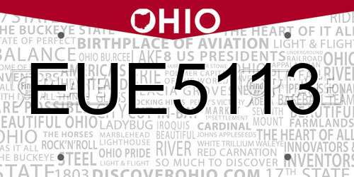 EUE5113 Ohio License Plate