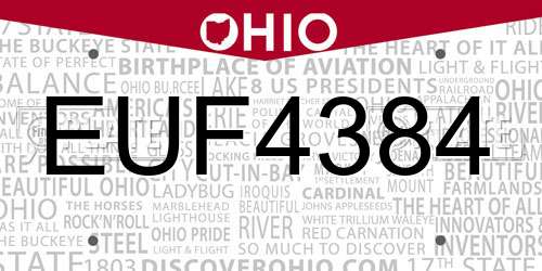 EUF4384 Ohio License Plate