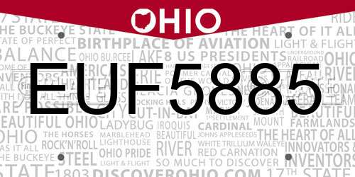 EUF5885 Ohio License Plate