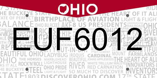 EUF6012 Ohio License Plate