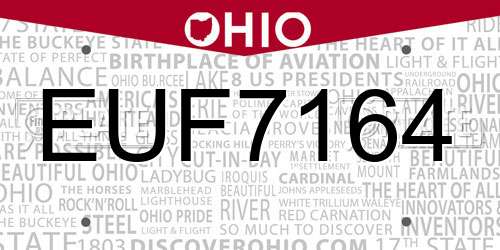 EUF7164 Ohio License Plate