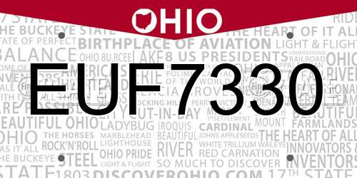 EUF7330 Ohio License Plate