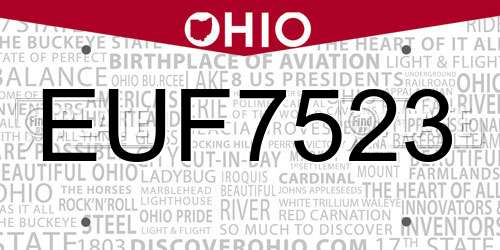 EUF7523 Ohio License Plate