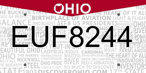 EUF8244 Ohio License Plate