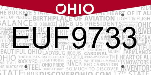 EUF9733 Ohio License Plate