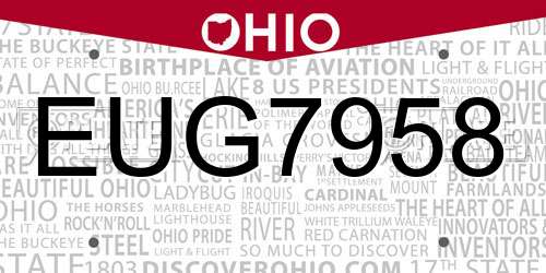 EUG7958 Ohio License Plate