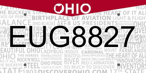 EUG8827 Ohio License Plate