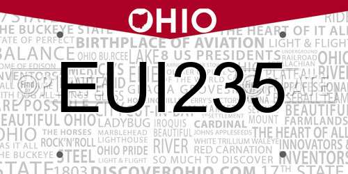 EUI235 Ohio License Plate