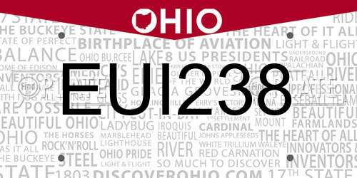EUI238 Ohio License Plate
