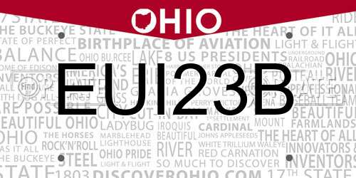 EUI23B Ohio License Plate
