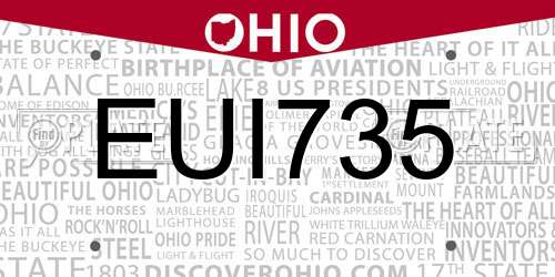 EUI735 Ohio License Plate