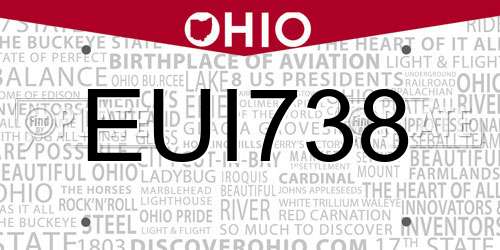 EUI738 Ohio License Plate