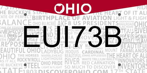 EUI73B Ohio License Plate