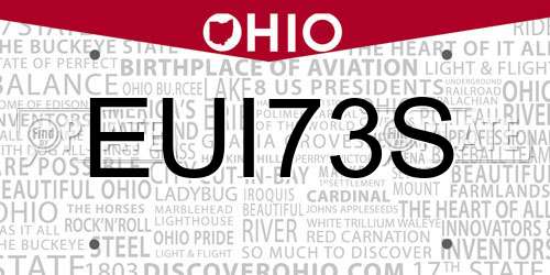EUI73S Ohio License Plate