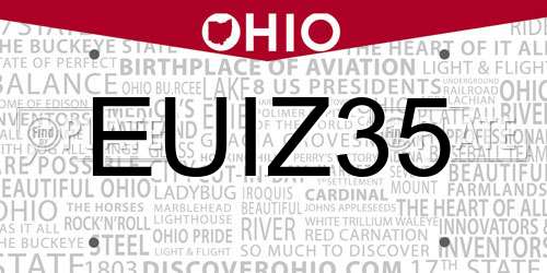 EUIZ35 Ohio License Plate