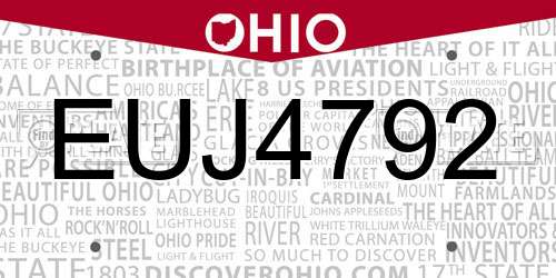 EUJ4792 Ohio License Plate